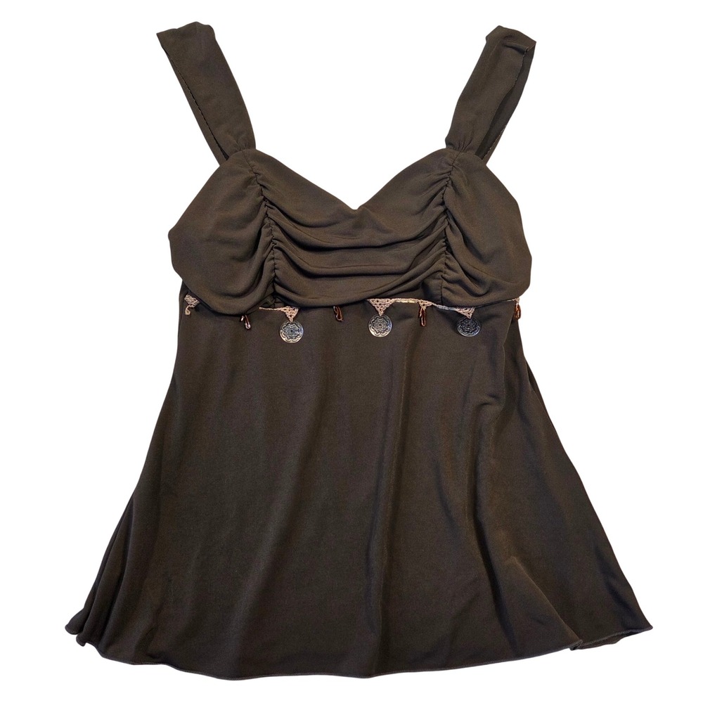 IZ Byer‎ California Brown Y2k Babydoll Cami Top Coin Charm Small USA 2000s Bratz